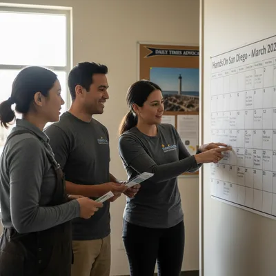 Volunteers at HandsOn San Diego preparing meals for the community.