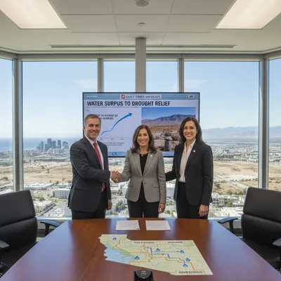 A business news photograph from The Daily Times Advocate