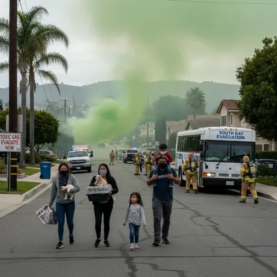 San Diego residents evacuate homes as toxic hydrogen sulfide levels rise.