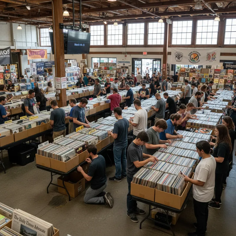 A wide shot of Liberty Public Market record vendors during the Vinyl at the Market event. — The Daily Times Advocate