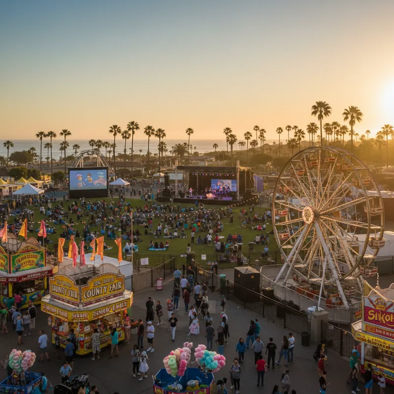 Vibrant San Diego County Fair with diverse attractions celebrating the start of summer.
