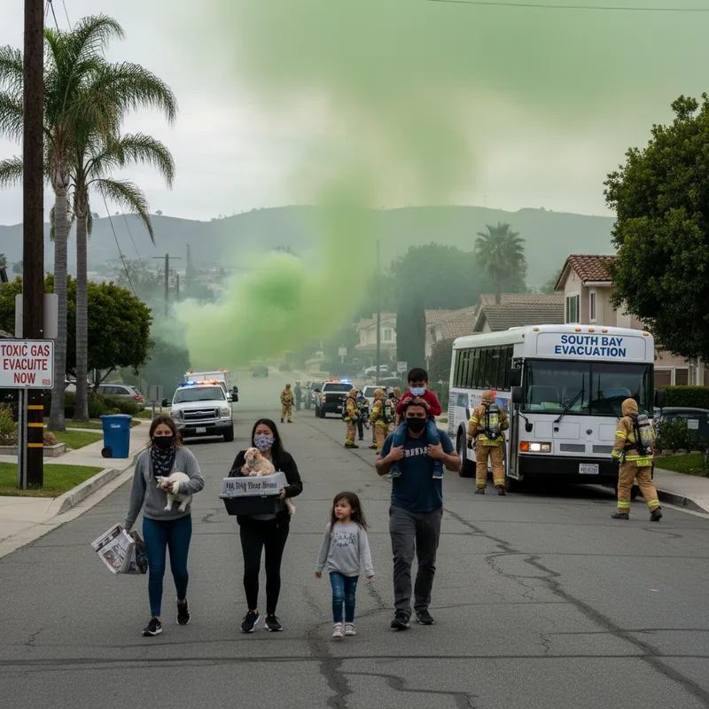 San Diego residents evacuate homes as toxic hydrogen sulfide levels rise.