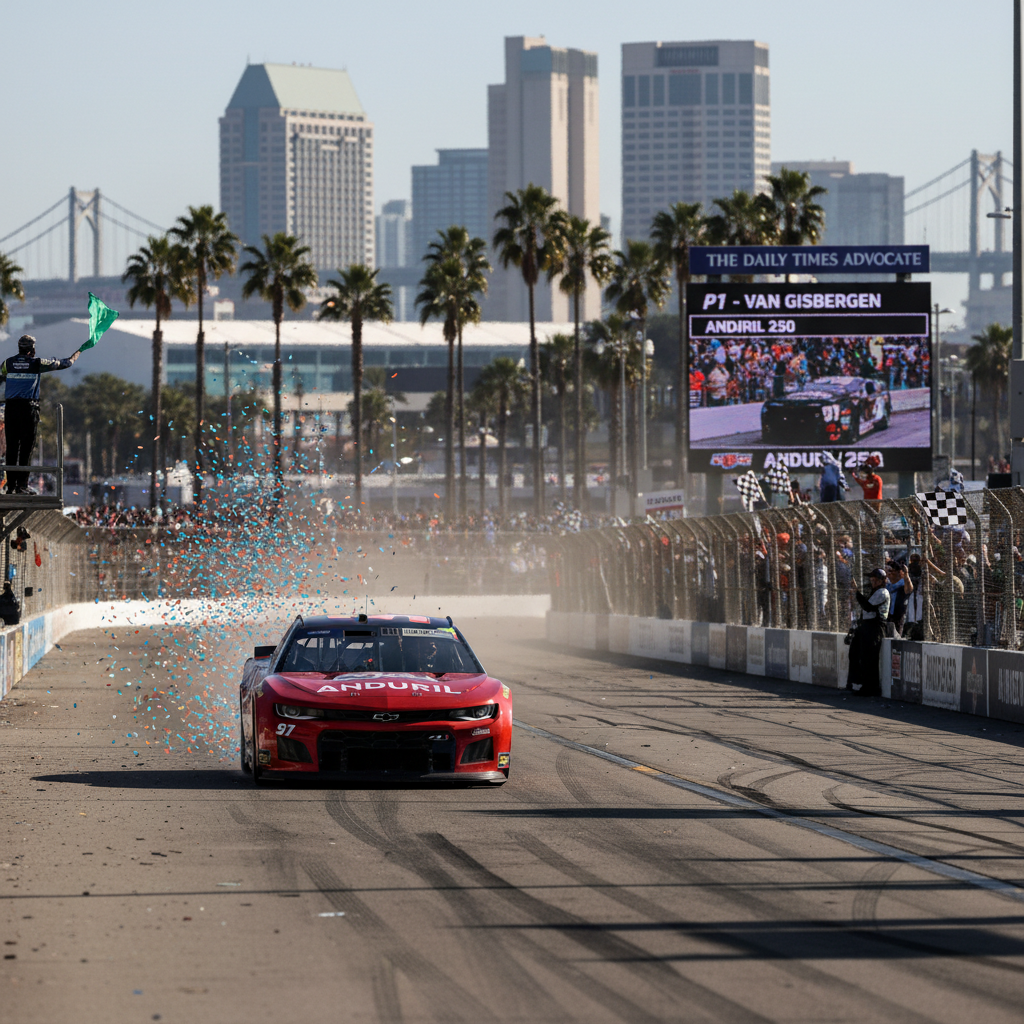 Racer Shane van Gisbergen steered his race car near a barrier on the San Diego street course.